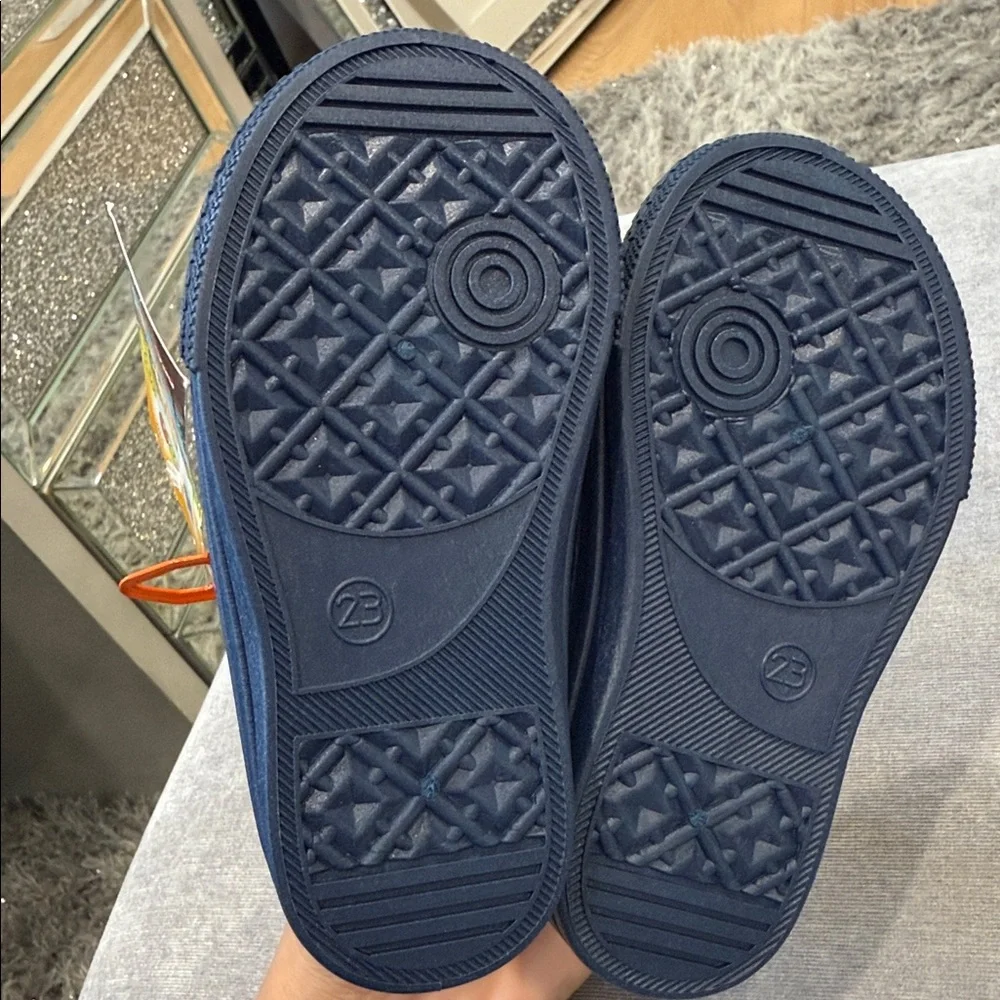 Kids Airplane Denim Shoes - Blue and Yellow